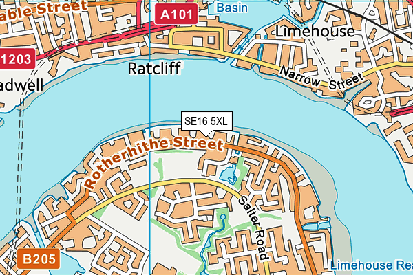 SE16 5XL map - OS VectorMap District (Ordnance Survey)