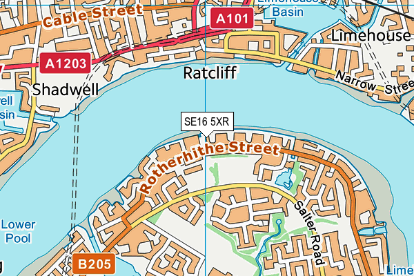 SE16 5XR map - OS VectorMap District (Ordnance Survey)