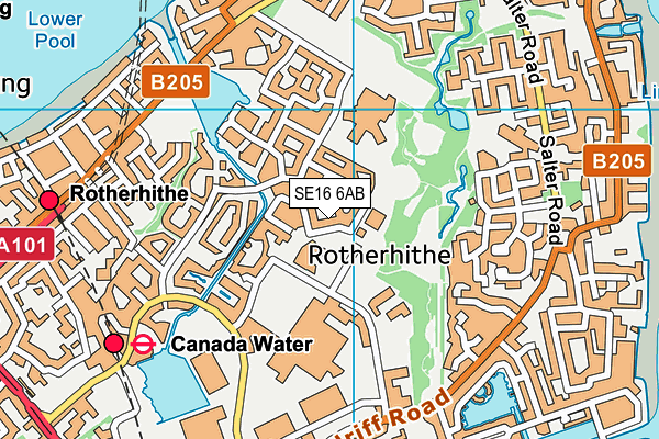 SE16 6AB map - OS VectorMap District (Ordnance Survey)