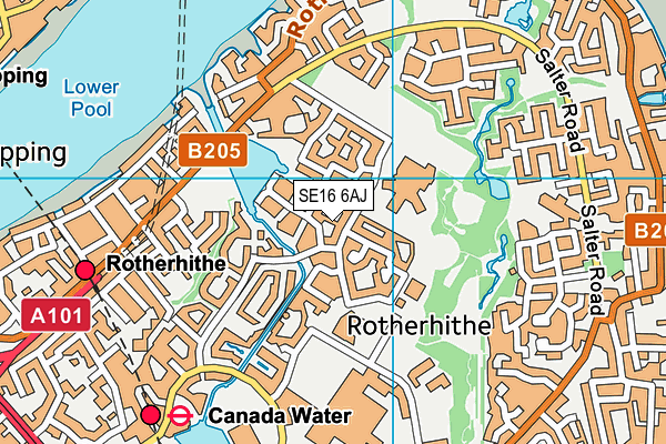 SE16 6AJ map - OS VectorMap District (Ordnance Survey)