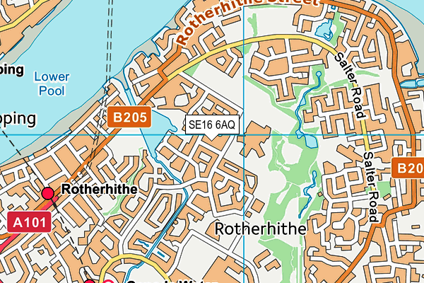 SE16 6AQ map - OS VectorMap District (Ordnance Survey)
