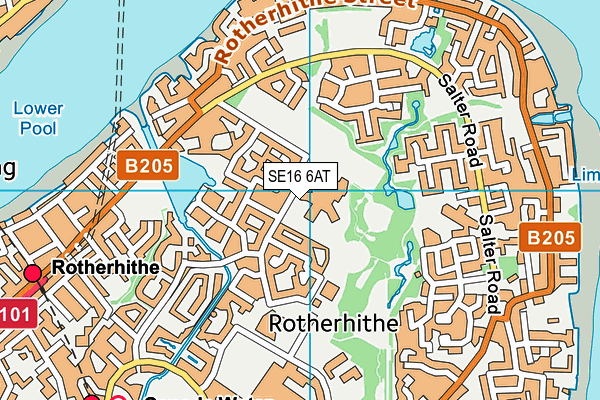 SE16 6AT map - OS VectorMap District (Ordnance Survey)