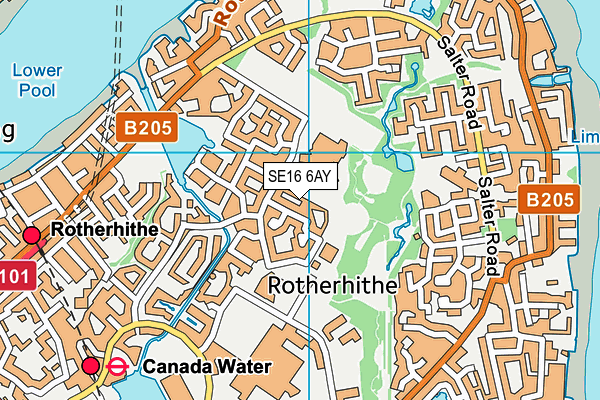 SE16 6AY map - OS VectorMap District (Ordnance Survey)