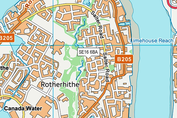 SE16 6BA map - OS VectorMap District (Ordnance Survey)