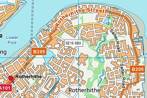 SE16 6BX map - OS VectorMap District (Ordnance Survey)