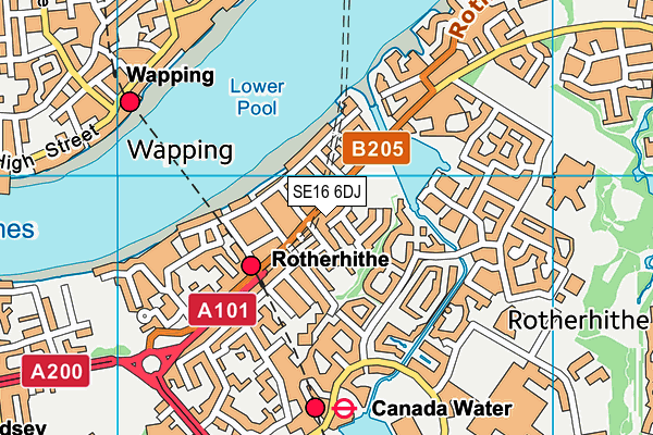 SE16 6DJ map - OS VectorMap District (Ordnance Survey)
