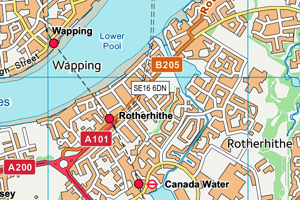 SE16 6DN map - OS VectorMap District (Ordnance Survey)