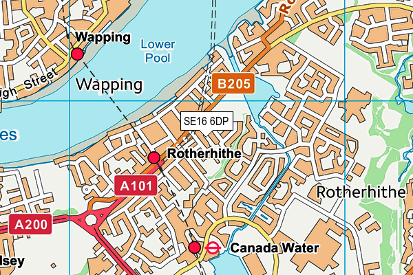 SE16 6DP map - OS VectorMap District (Ordnance Survey)