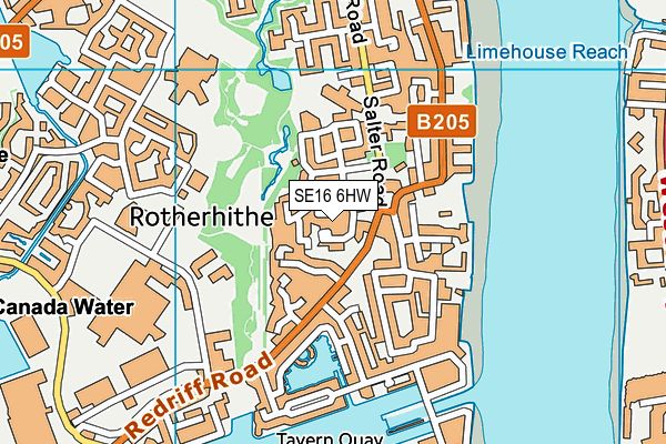 SE16 6HW map - OS VectorMap District (Ordnance Survey)
