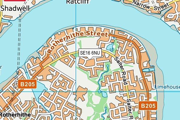 SE16 6NU map - OS VectorMap District (Ordnance Survey)