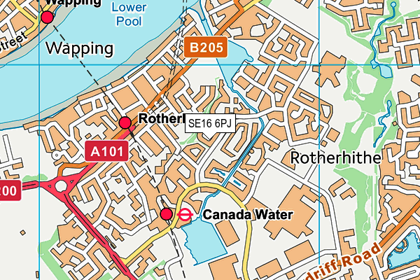 SE16 6PJ map - OS VectorMap District (Ordnance Survey)