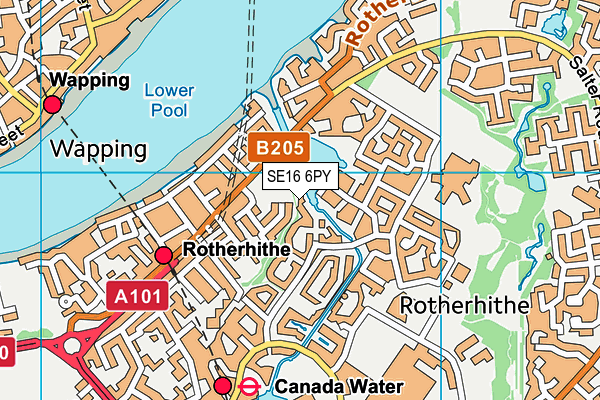 SE16 6PY map - OS VectorMap District (Ordnance Survey)