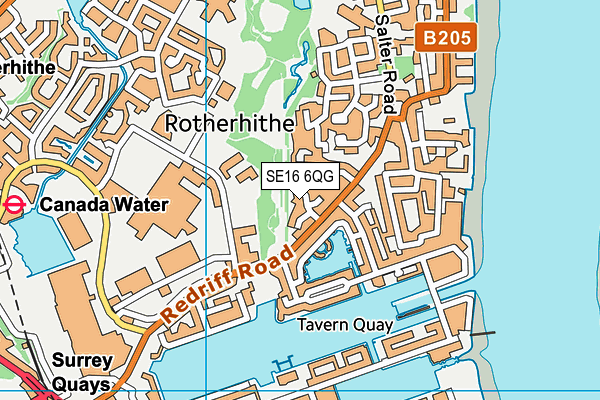 SE16 6QG map - OS VectorMap District (Ordnance Survey)
