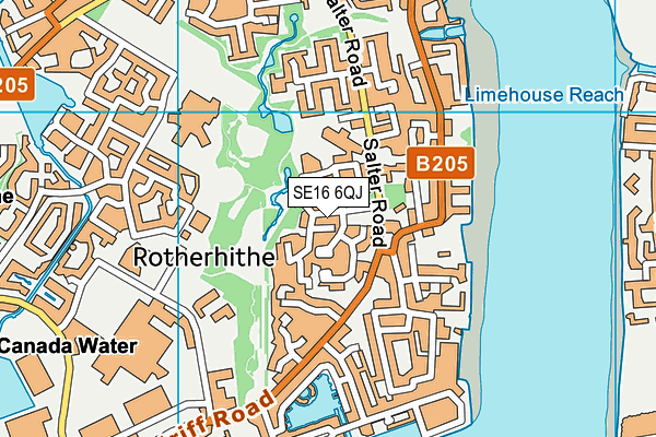 SE16 6QJ map - OS VectorMap District (Ordnance Survey)