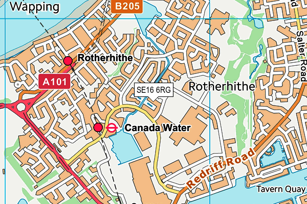 SE16 6RG map - OS VectorMap District (Ordnance Survey)