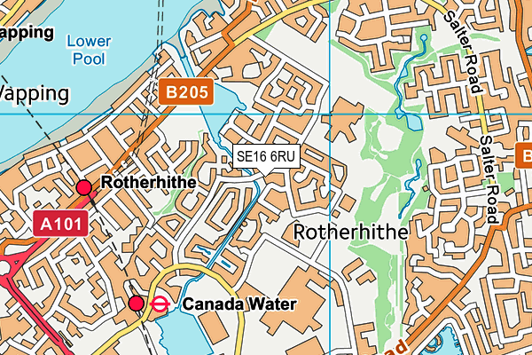 SE16 6RU map - OS VectorMap District (Ordnance Survey)
