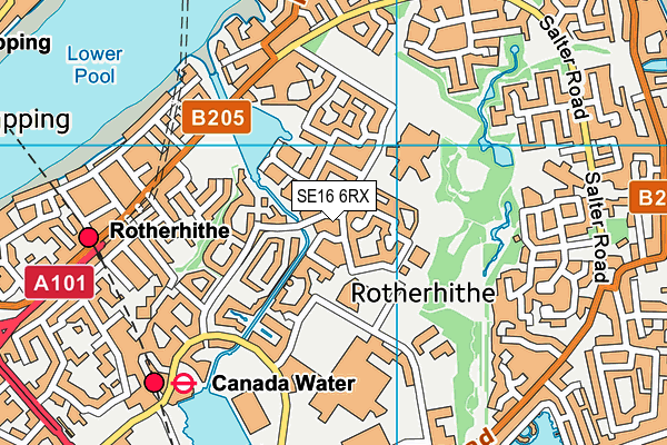 SE16 6RX map - OS VectorMap District (Ordnance Survey)