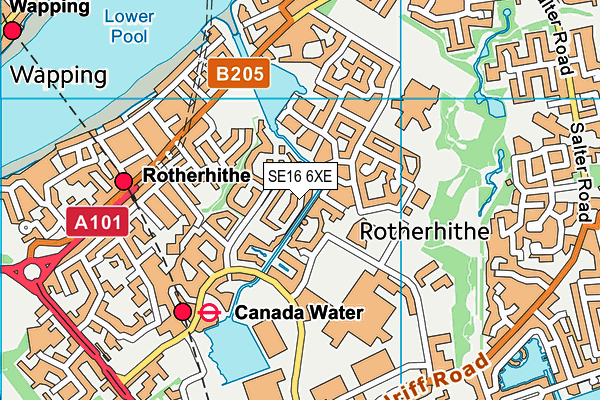 SE16 6XE map - OS VectorMap District (Ordnance Survey)