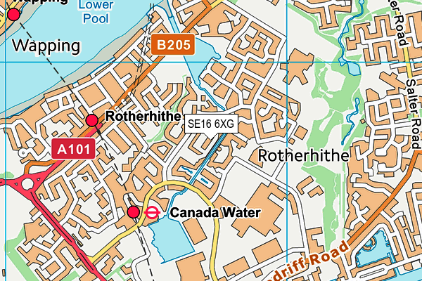 SE16 6XG map - OS VectorMap District (Ordnance Survey)