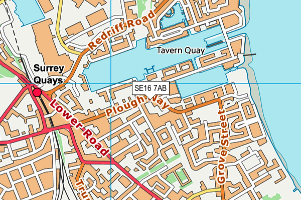 SE16 7AB map - OS VectorMap District (Ordnance Survey)
