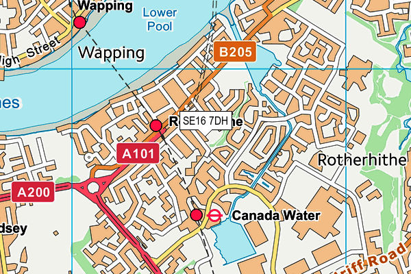 SE16 7DH map - OS VectorMap District (Ordnance Survey)