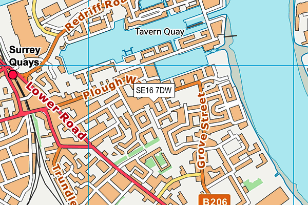 SE16 7DW map - OS VectorMap District (Ordnance Survey)