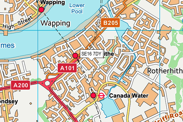 SE16 7DY map - OS VectorMap District (Ordnance Survey)