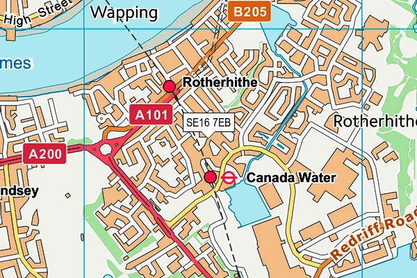 SE16 7EB map - OS VectorMap District (Ordnance Survey)