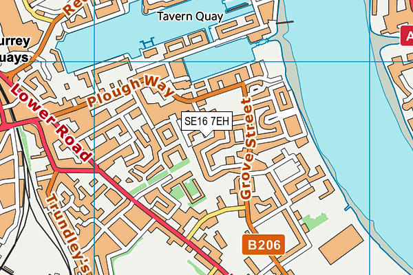 SE16 7EH map - OS VectorMap District (Ordnance Survey)
