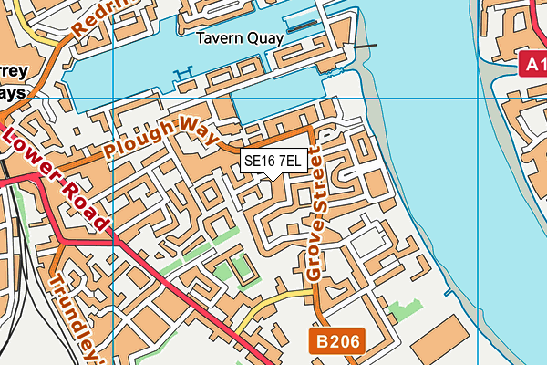 SE16 7EL map - OS VectorMap District (Ordnance Survey)