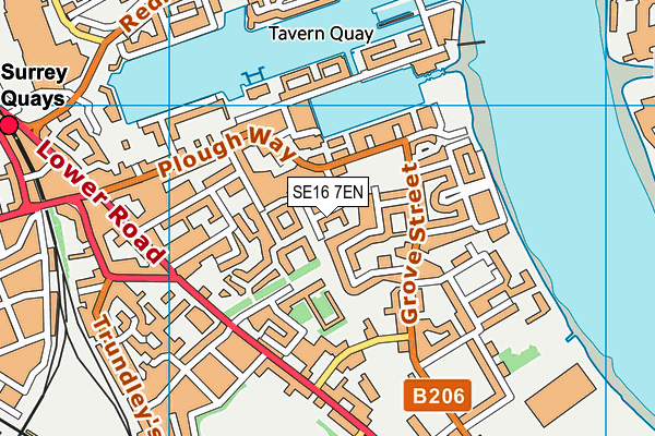 SE16 7EN map - OS VectorMap District (Ordnance Survey)