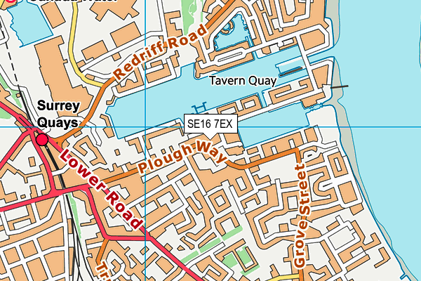 SE16 7EX map - OS VectorMap District (Ordnance Survey)