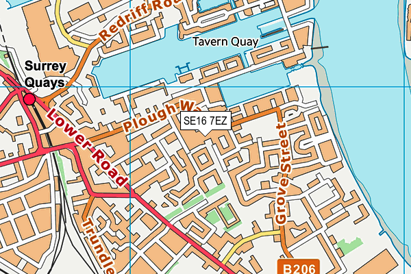 SE16 7EZ map - OS VectorMap District (Ordnance Survey)