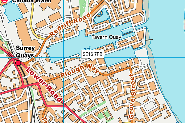 SE16 7FB map - OS VectorMap District (Ordnance Survey)