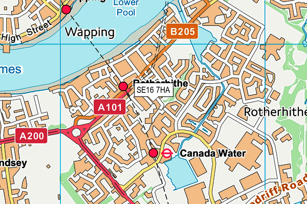 SE16 7HA map - OS VectorMap District (Ordnance Survey)