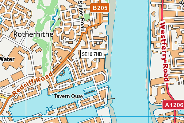 SE16 7HD map - OS VectorMap District (Ordnance Survey)