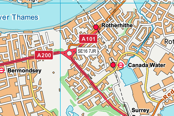 SE16 7JR map - OS VectorMap District (Ordnance Survey)