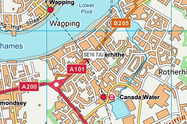 SE16 7JU map - OS VectorMap District (Ordnance Survey)