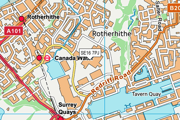 SE16 7PJ map - OS VectorMap District (Ordnance Survey)