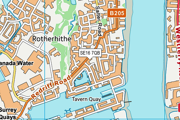 SE16 7QB map - OS VectorMap District (Ordnance Survey)