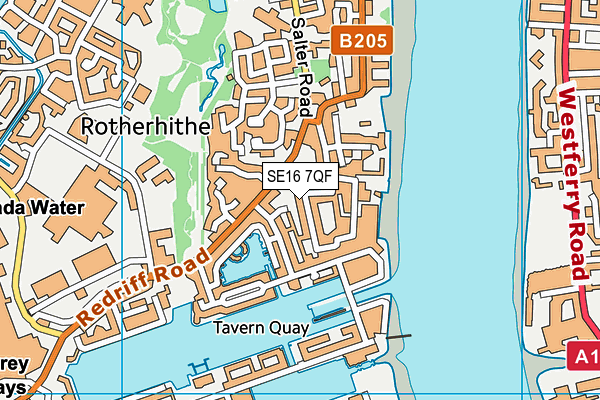 SE16 7QF map - OS VectorMap District (Ordnance Survey)