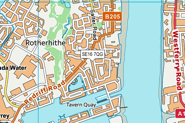SE16 7QG map - OS VectorMap District (Ordnance Survey)