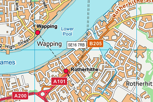 SE16 7RB map - OS VectorMap District (Ordnance Survey)