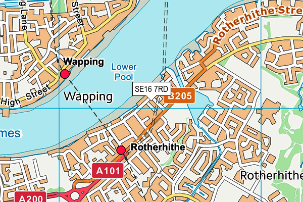 SE16 7RD map - OS VectorMap District (Ordnance Survey)