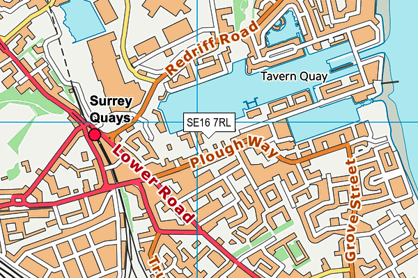 SE16 7RL map - OS VectorMap District (Ordnance Survey)