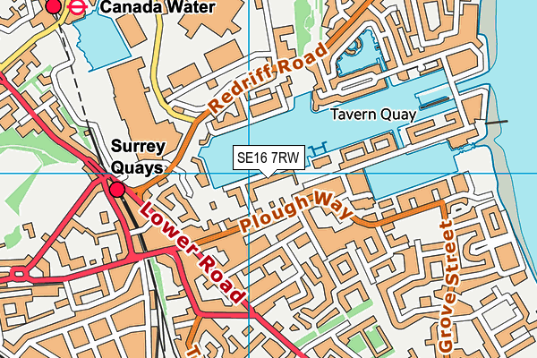 SE16 7RW map - OS VectorMap District (Ordnance Survey)