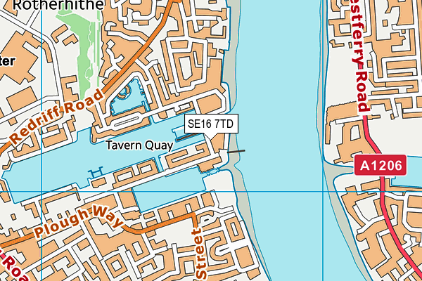 SE16 7TD map - OS VectorMap District (Ordnance Survey)