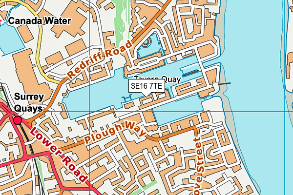 SE16 7TE map - OS VectorMap District (Ordnance Survey)