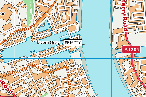 SE16 7TY map - OS VectorMap District (Ordnance Survey)