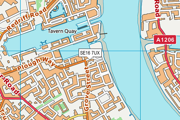 SE16 7UX map - OS VectorMap District (Ordnance Survey)